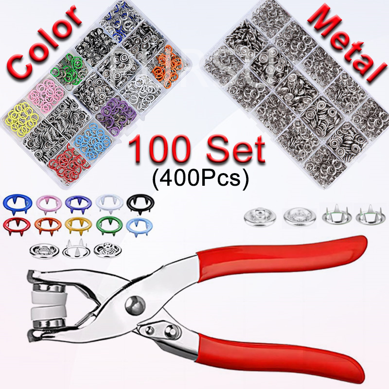 Snap Fastener Set - 100 Sets Snap Pliers Automatic Grommet