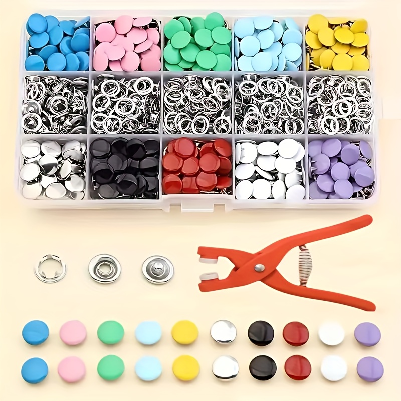 Snap Fastener Set - 100Pcs Colorful Metal Sewing Buttons Solid