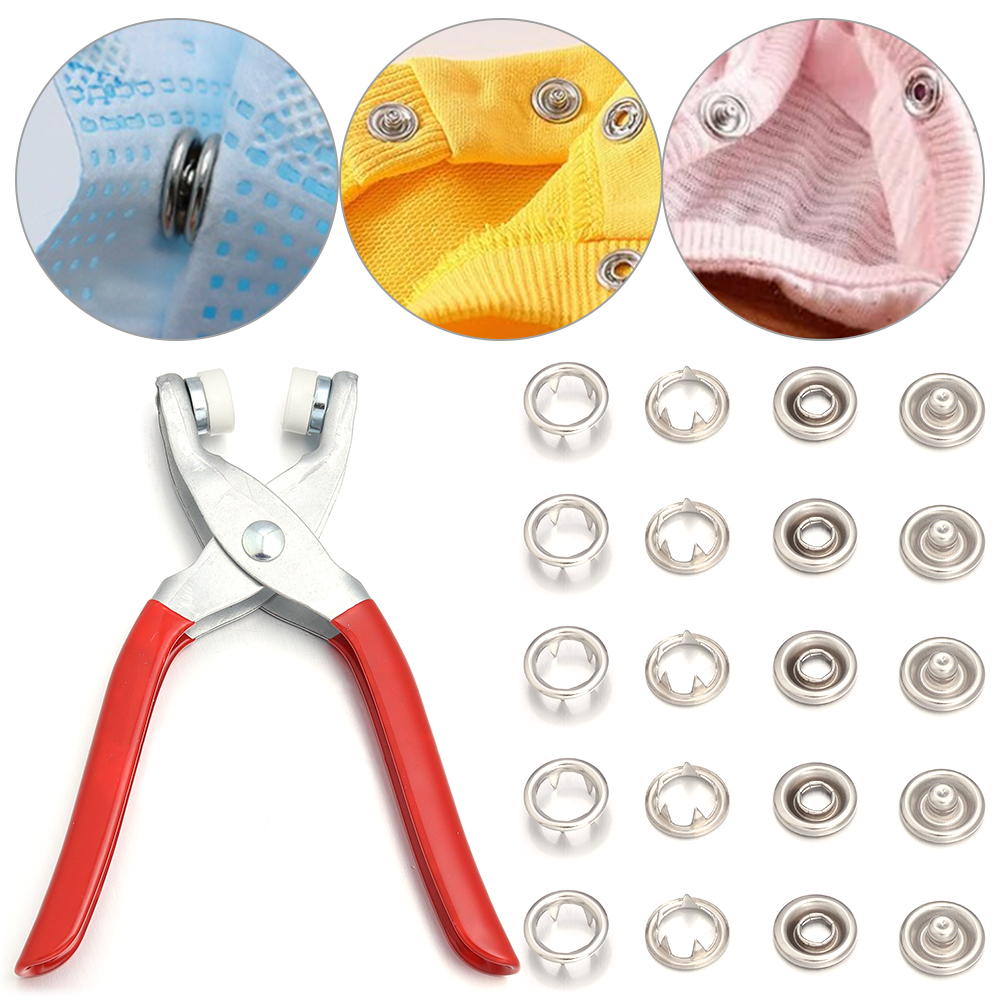 Snap Fastener Set - 50sets 7.5/9.5/11mm Stainless Steel Snap Button