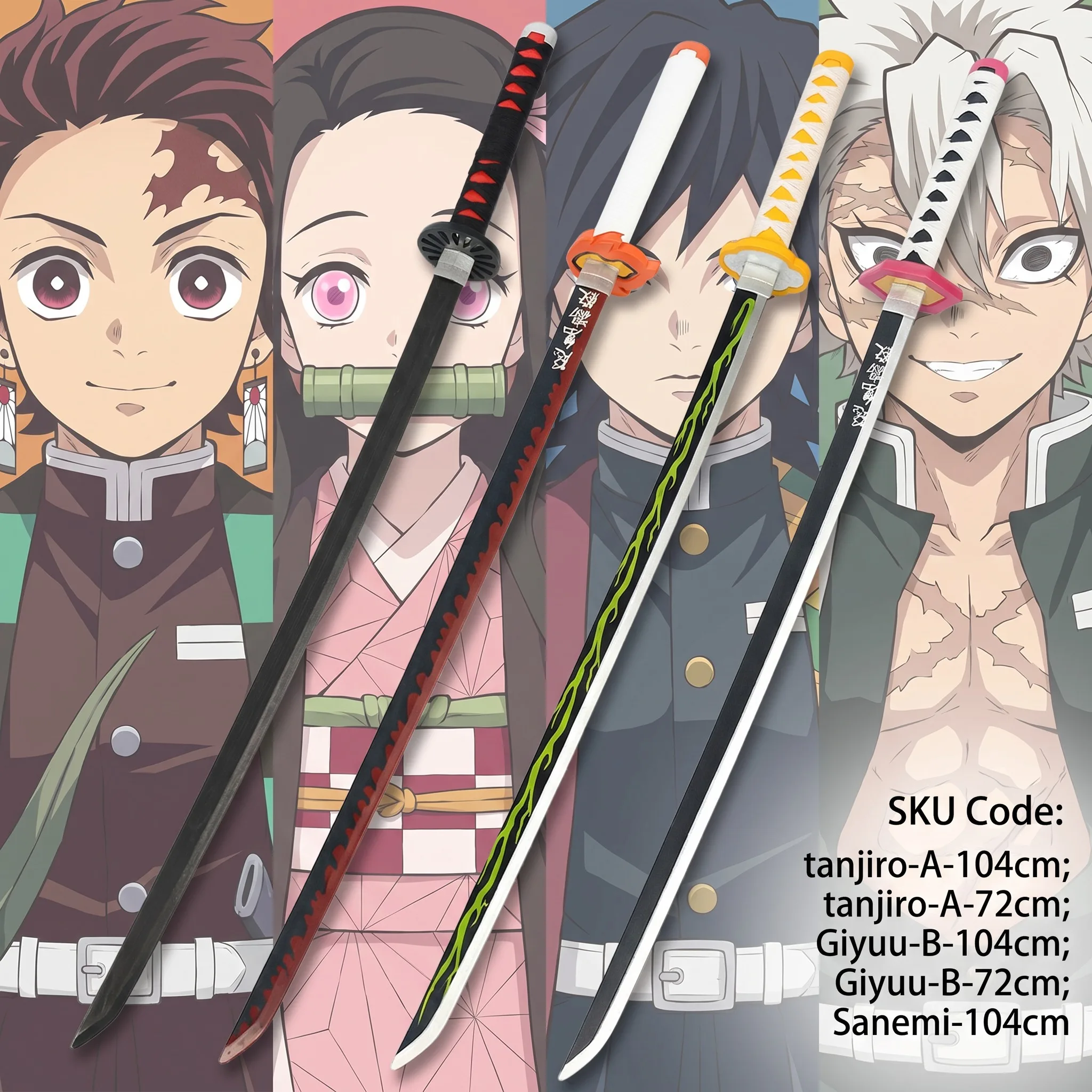 Cosplay Prop Display - 72 104cm Demon Slayer Katana Tanjirou