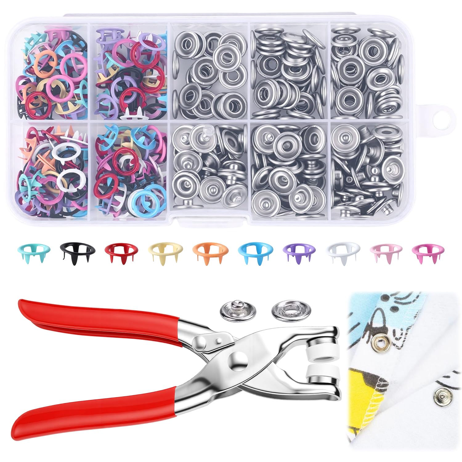 Snap Fastener Set - Sewing Kit with 100PCS Metal Buttons,
