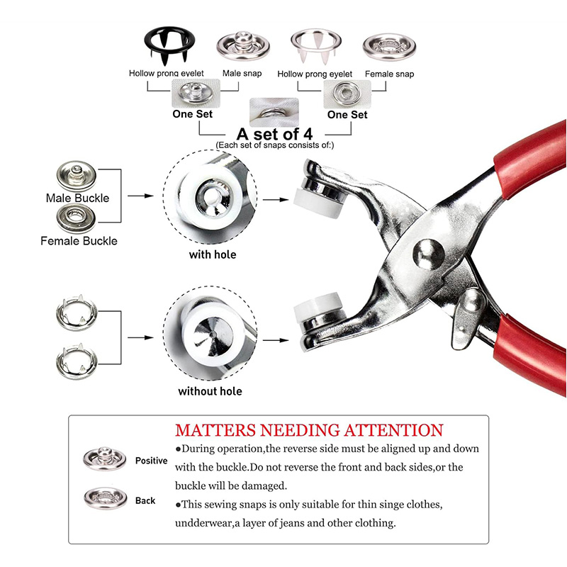 100 Sets Snap Pliers Automatic - đánh giá và giá Snap Fastener Set