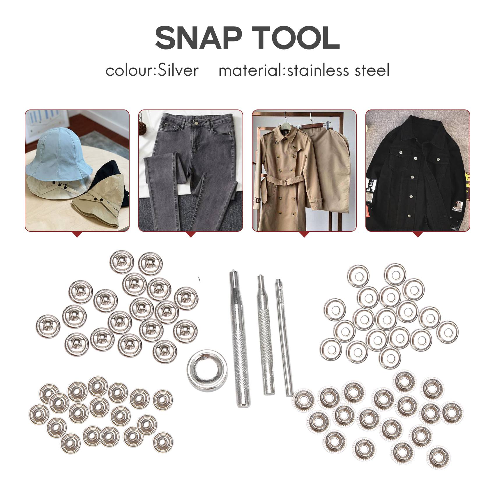 72Pcs 15MM Stainless Steel Fas - đánh giá và giá Snap Fastener Set